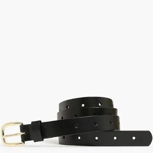 J.Crew Perforated Italian leather belt, black, size XS/S, UEC